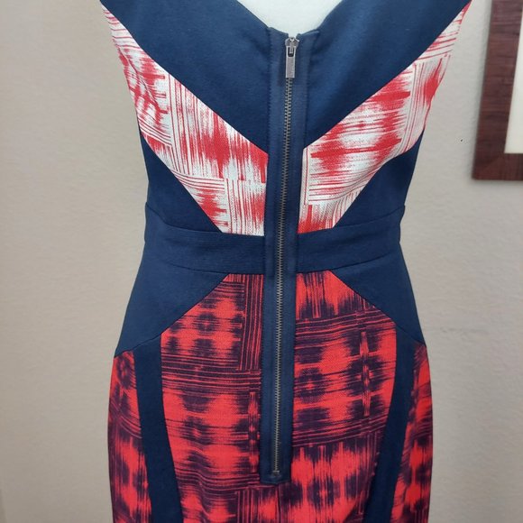 BCBG MAXAZRIA Averie Sleeveless Dress Blue Red NWOT SZ 4 - Picture 7 of 15